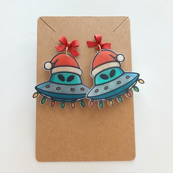 Fashion Jewelry Jewelry - Festive UFO Earrings with Santa Hats